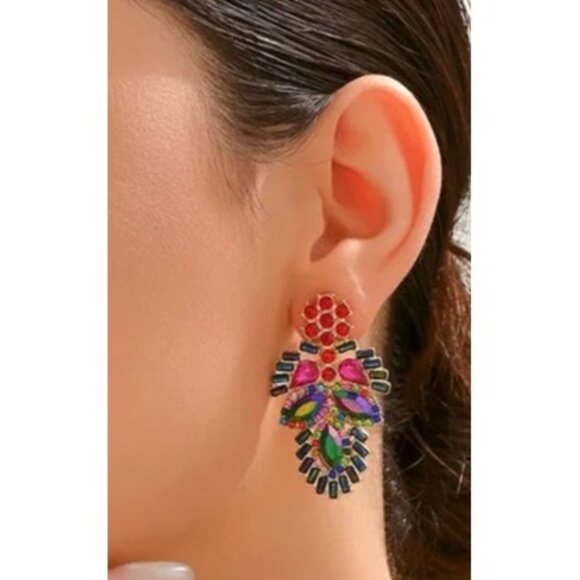 2/$24 Colorful Statement Crystal Drop Earrings - Picture 3 of 6